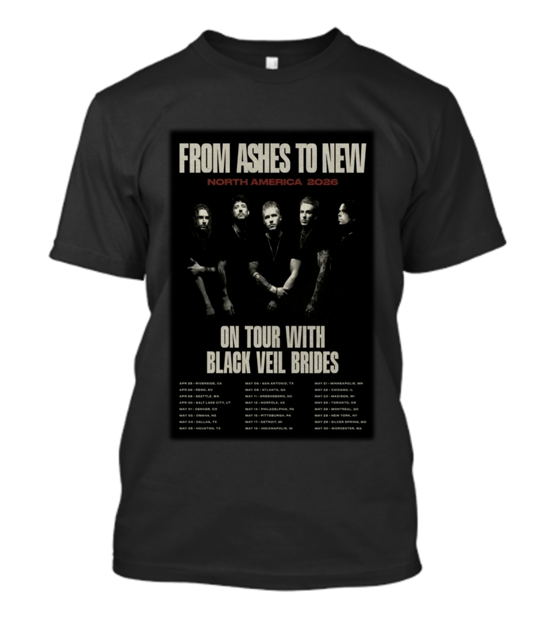 From Ashes To New North America 2026 Tour Dates Featuring Black Veil Brides T-Shirt
