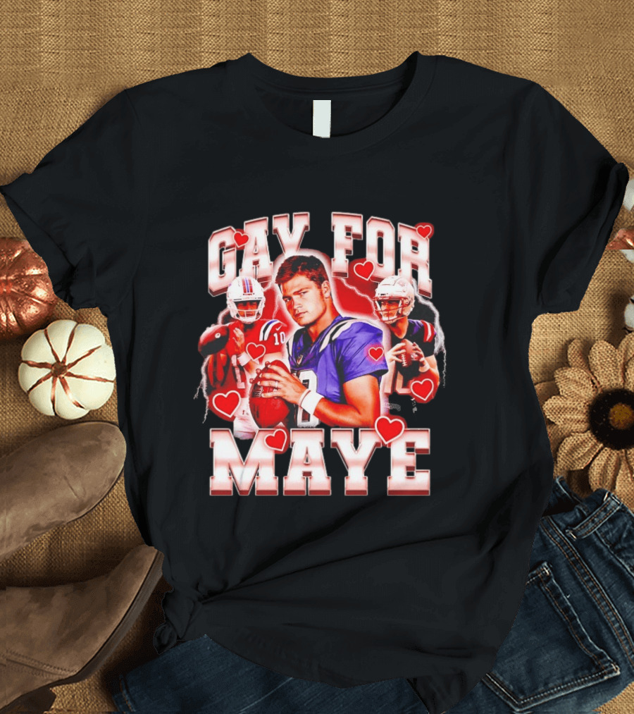 Gay For Maye Football Hearts Player T-Shirt