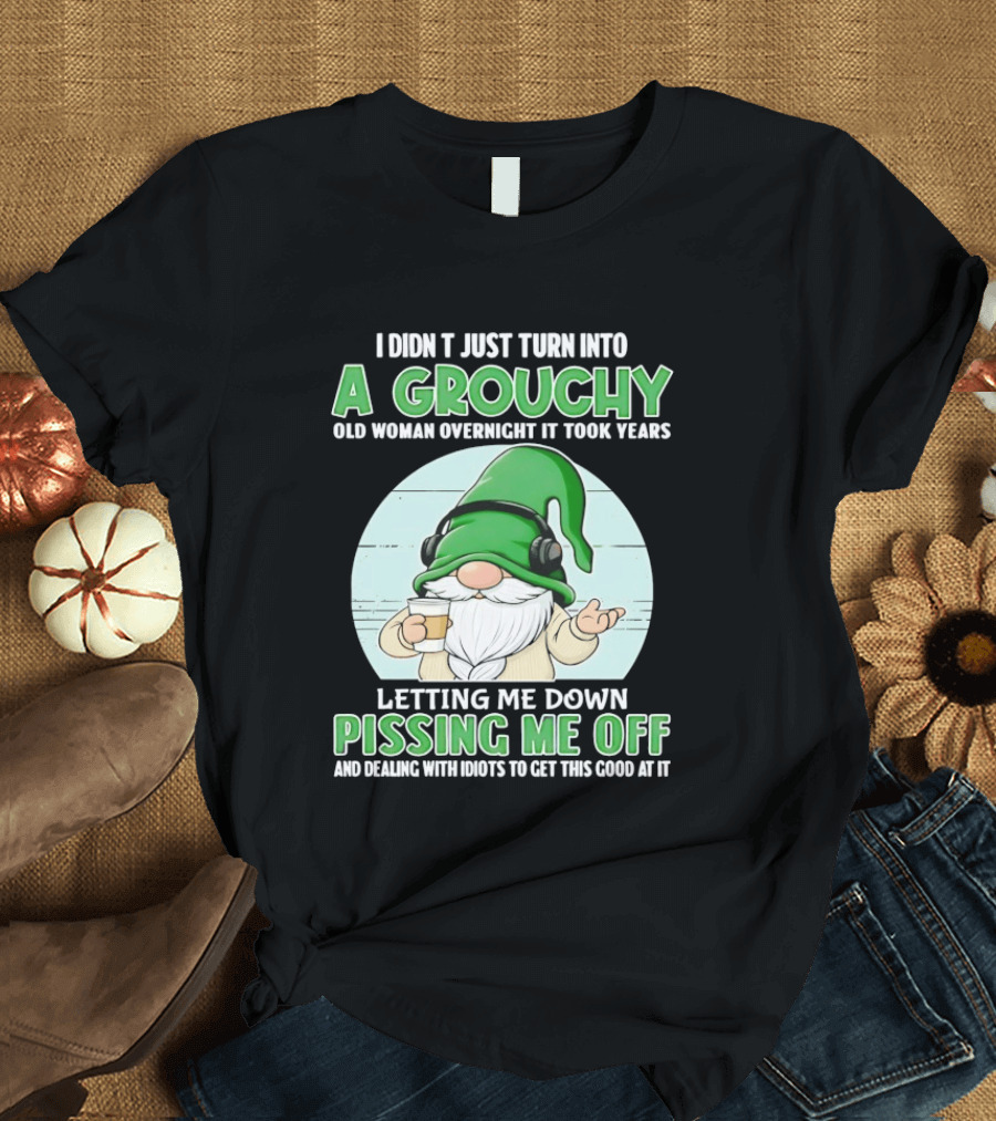 I Didn't Just Turn Into A Grouchy Old Woman Overnight Gnome Letting Me Down Pissing Me Off T-Shirt