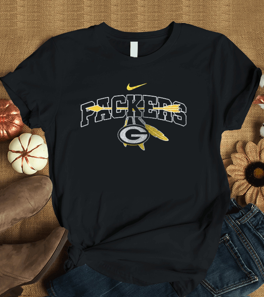 Green Bay Packers Nike Native American Heritage Month Arrowhead Feathers T-Shirt