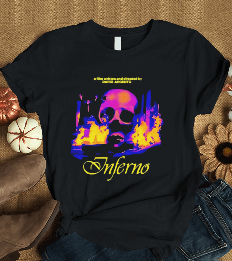 Inferno 80s Horror Skull Flames Psychedelic T-Shirt
