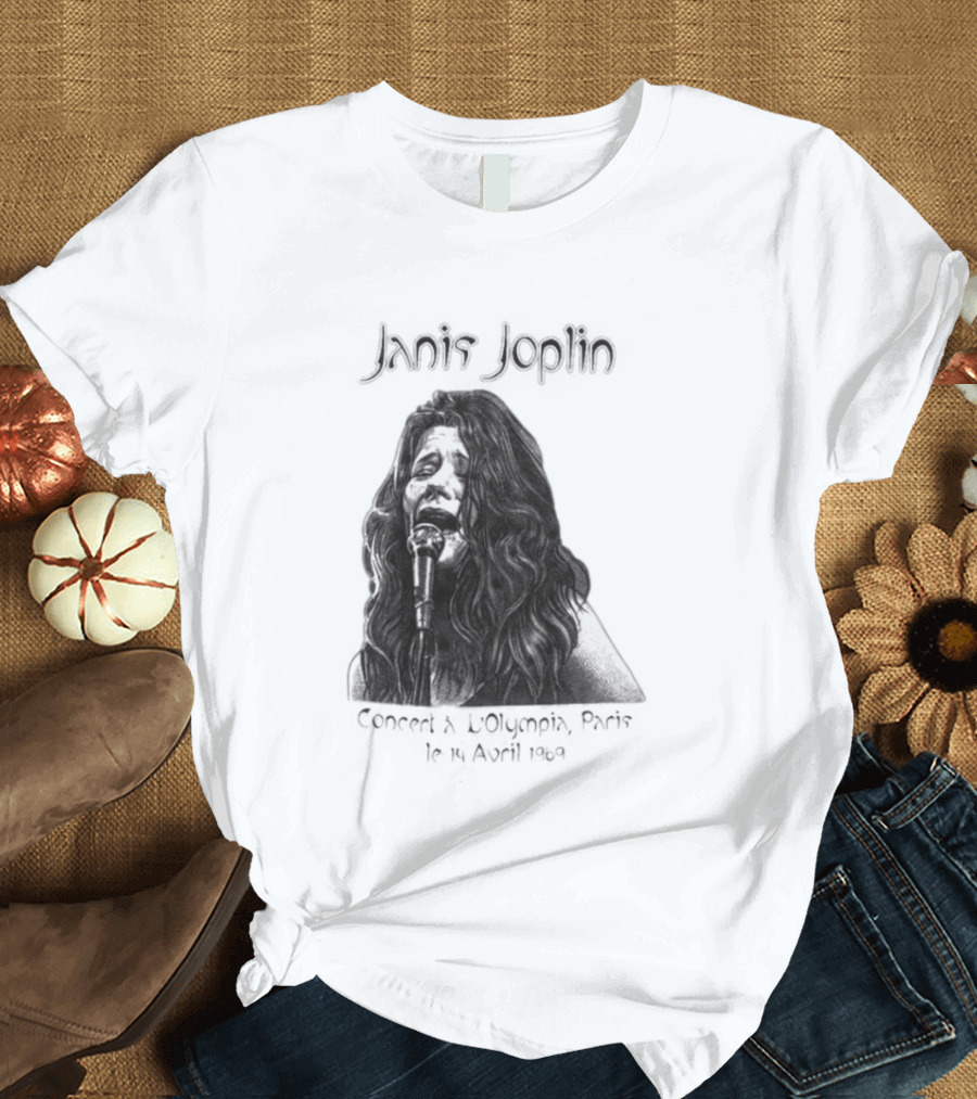 Janis Joplin Olympia Paris Concert Live Performance 1970s T-Shirt