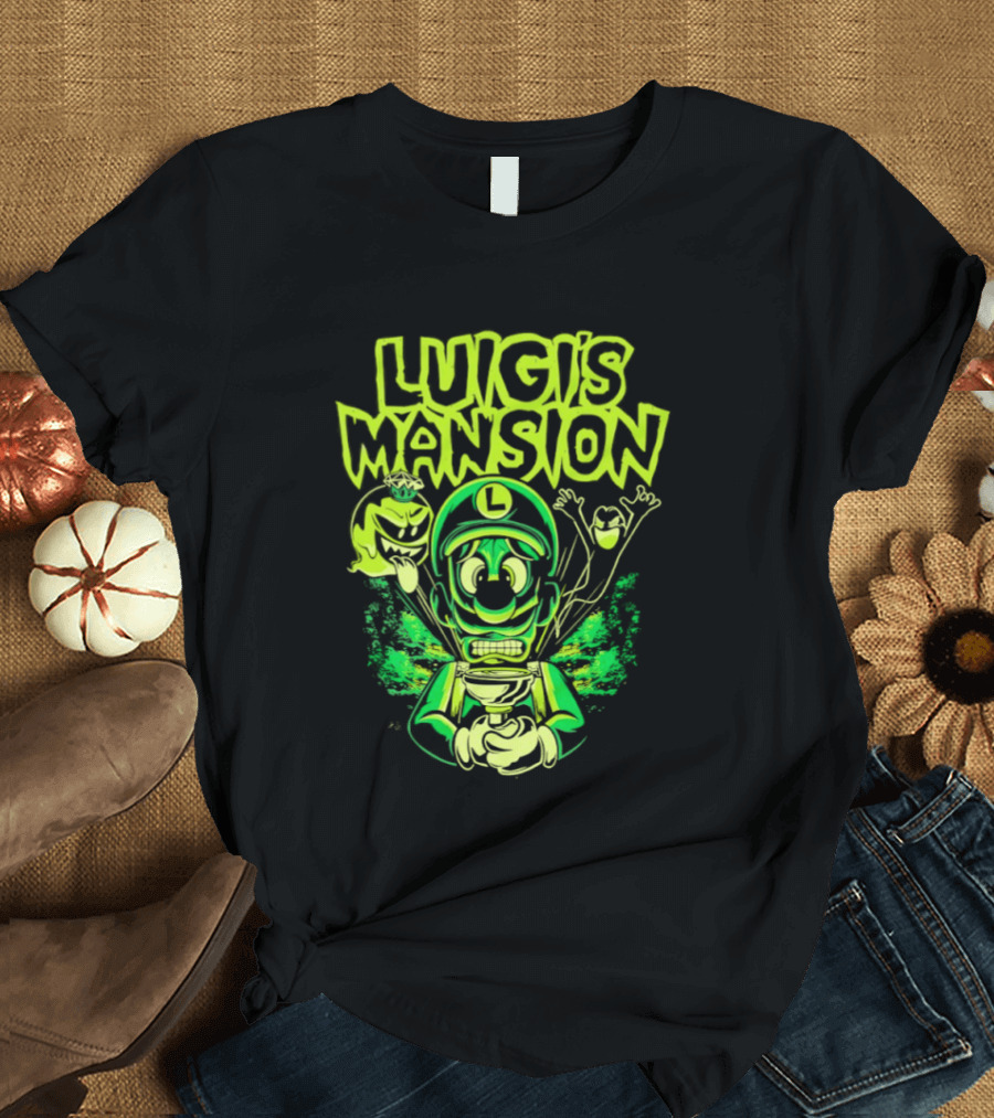 Luigi's Mansion Mario Game Character Neon Ghost T-Shirt