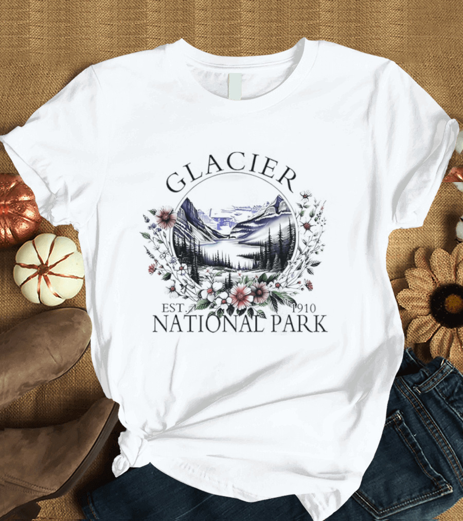 Glacier National Park Scenic Hiking Adventure Est 1910 T-Shirt