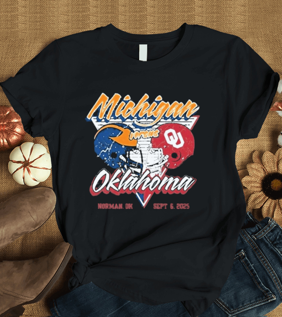 Michigan Wolverines Vs Oklahoma Sooners Football Gameday 2025 Norman SEPT 6 Sports Rivalry T-Shirt