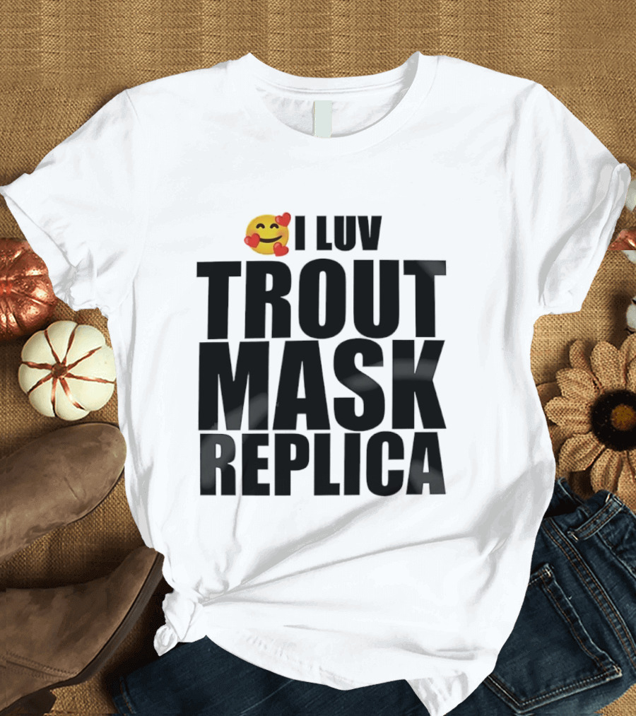I Luv Trout Mask Replica Emoji Hearts T-Shirt