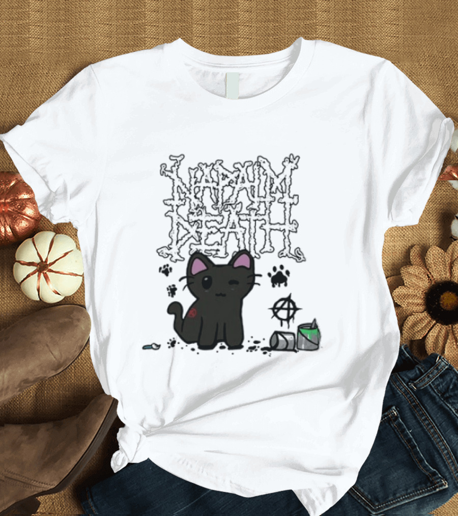 Napalm Death There Is No Authority But Cats Black Cat T-Shirt