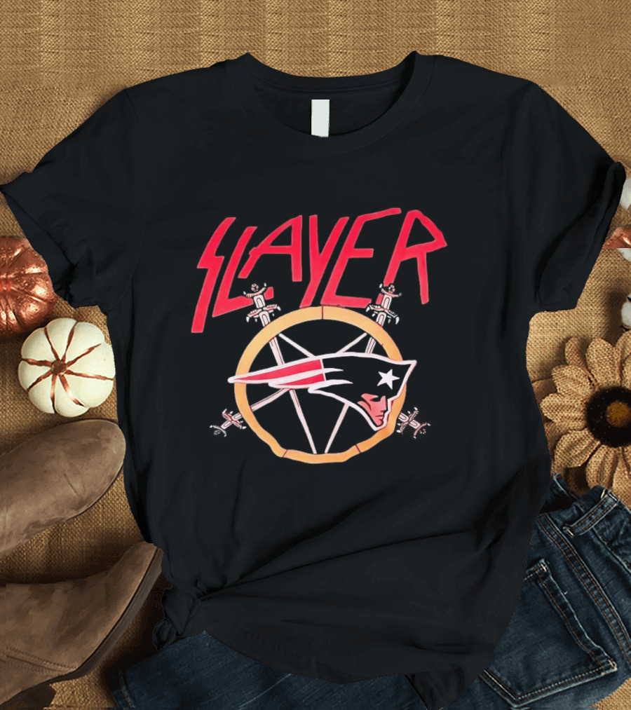Slayer New England Patriots Collaboration Merchandising T-Shirt