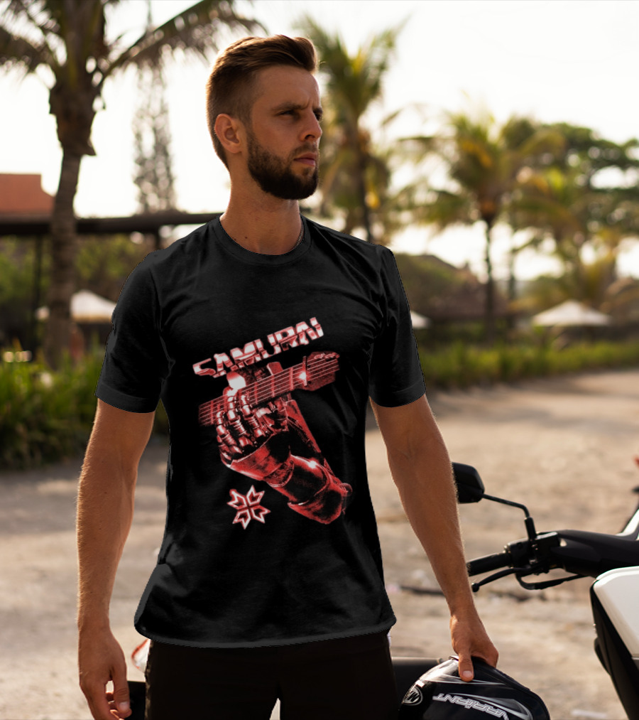 Samurai Cyberpunk 2077 Metallic Hand Guitar T-Shirt