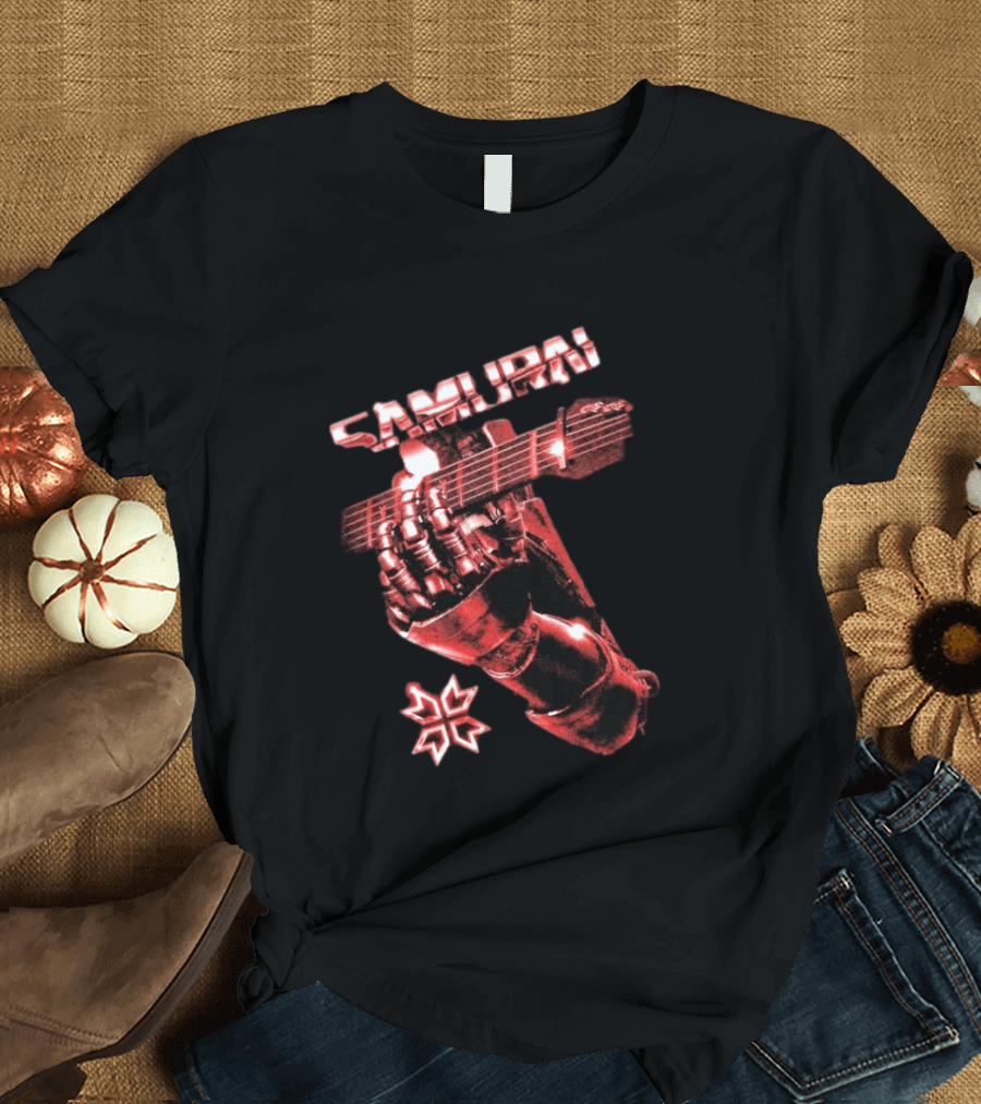 Samurai Cyberpunk 2077 Metallic Hand Guitar T-Shirt