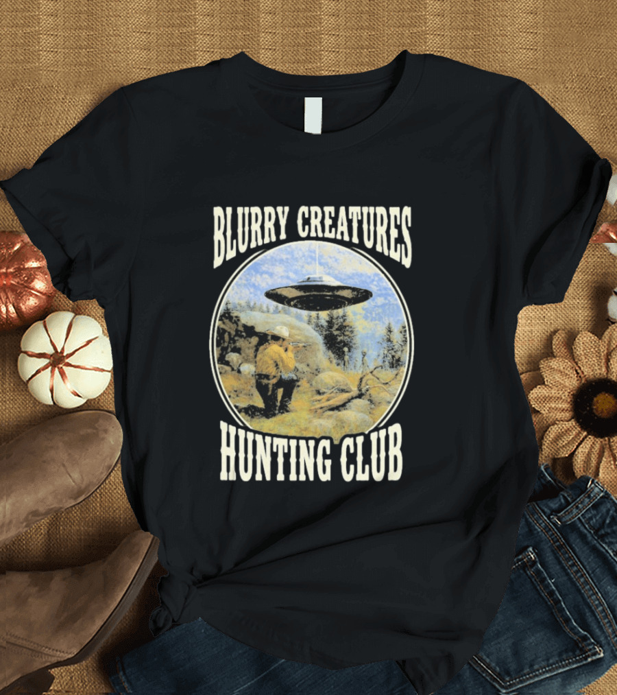Blurry Creatures UFO Encounter Wilderness Adventure Hunting Club T-Shirt