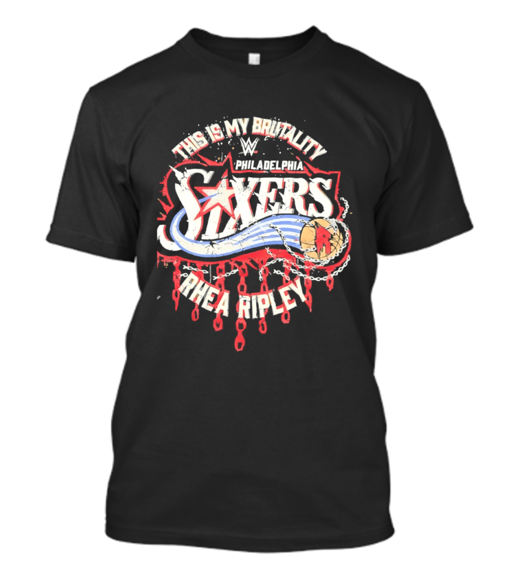Rhea Ripley WWE This Is My Brutality Philadelphia 76ers T-Shirt