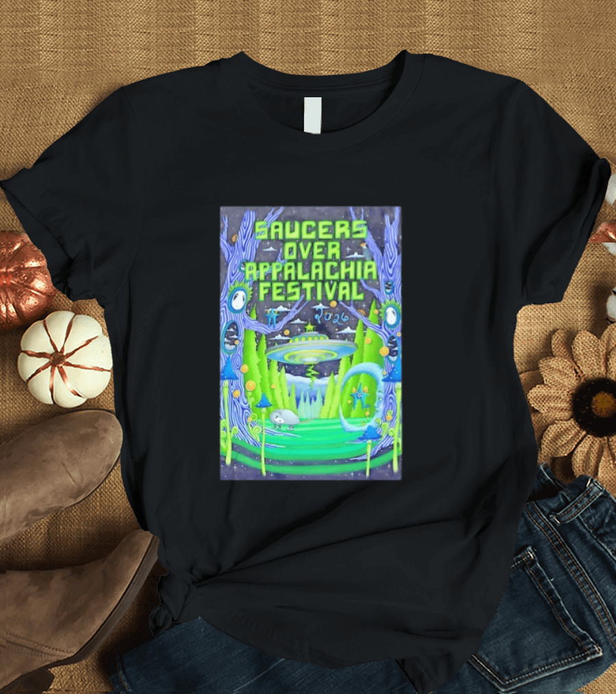 Saucers Over Appalachia Festival 2026 UFO Theme Bristol VA Jun 13 Forest Aliens T-Shirt