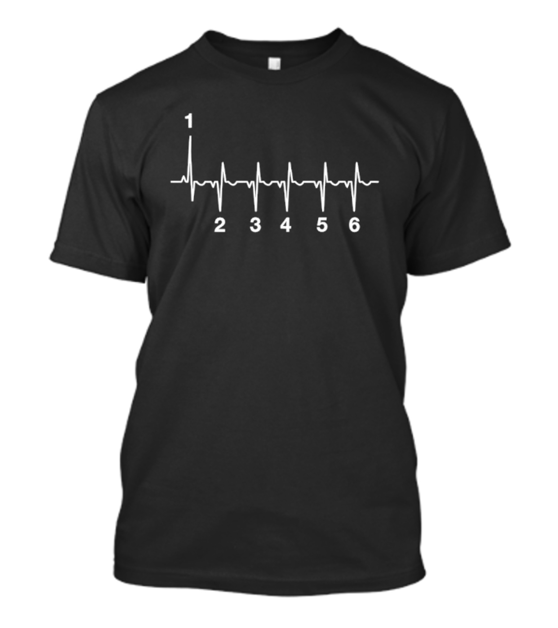 Heartbeat 1 Up 2 3 4 5 6 Down ECG Line Numbers T-Shirt