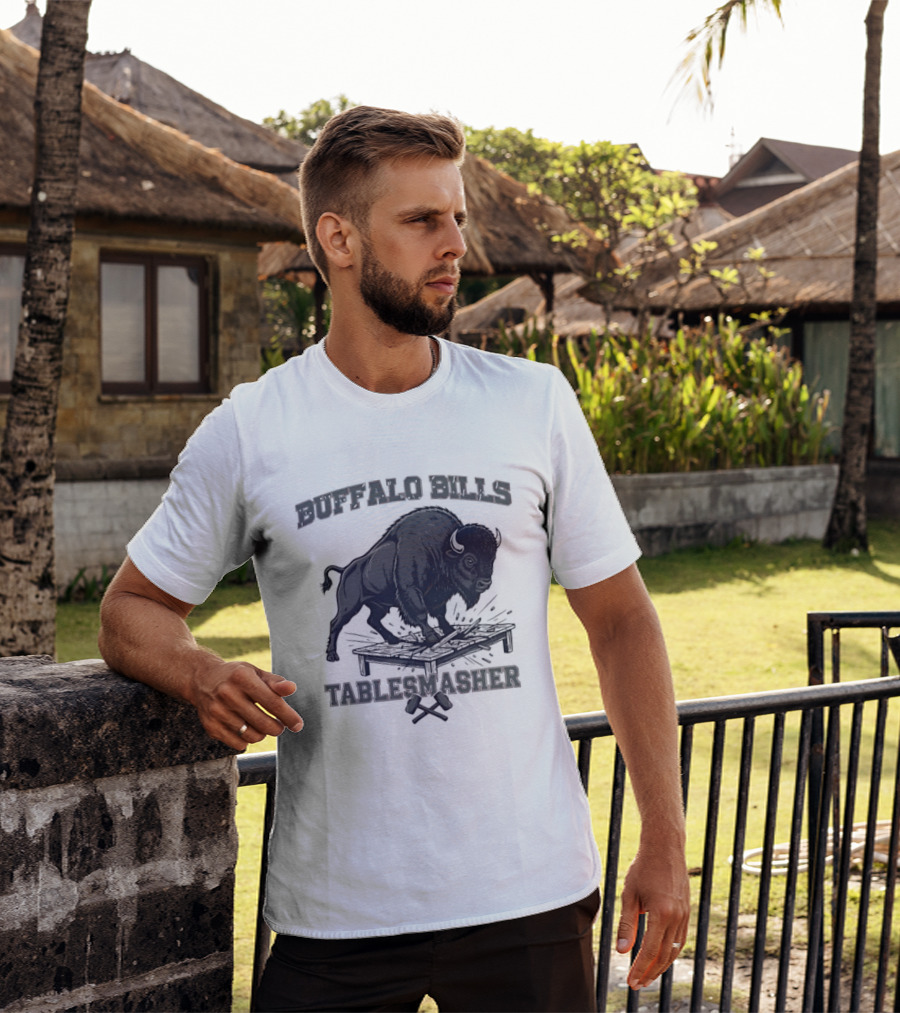 Buffalo Bills Table Smasher Buffalo Jumping Over Table T-Shirt