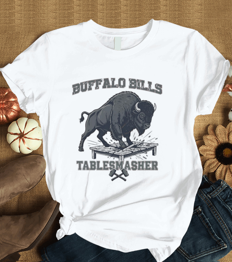 Buffalo Bills Table Smasher Buffalo Jumping Over Table T-Shirt