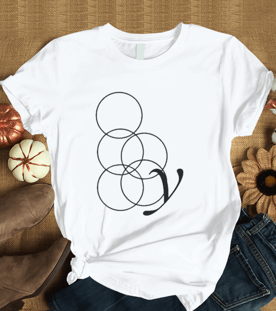 By Storm White Interlocking Rings Symbol With Stylized V T-Shirt