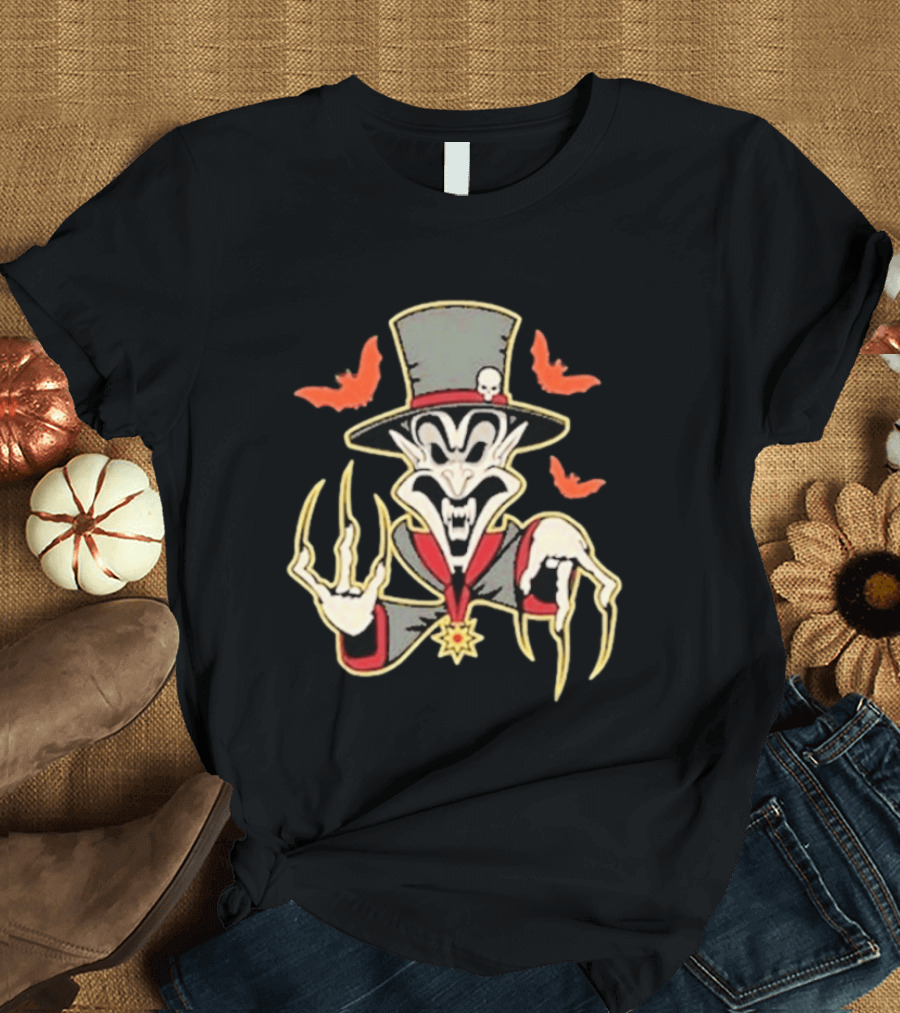 Insane Clown Posse Ringmaster Clown Top Hat Skeleton Bat Claws T-Shirt