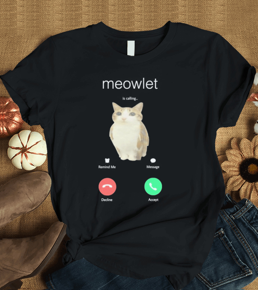 Meowlet Is Calling Remind Me Message Decline Accept Cat Image T-Shirt