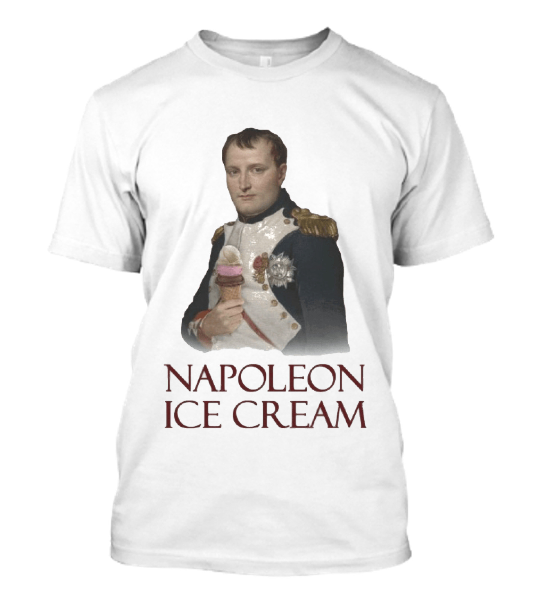Napoleon Holding Neapolitan Ice Cream Cone Historical Mashup T-Shirt