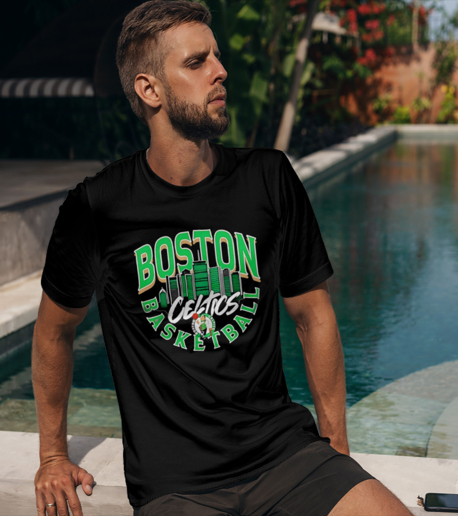 Boston Celtics Basketball City Skyline T-Shirt