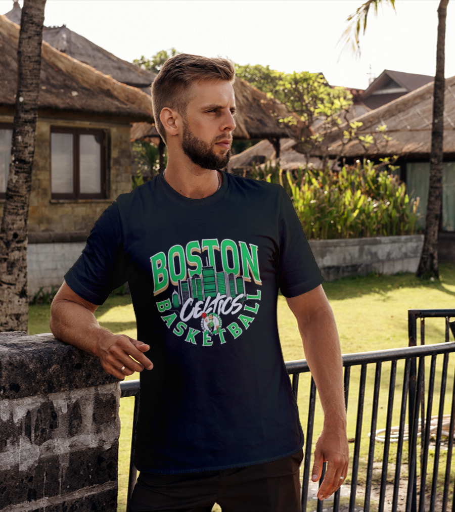 Boston Celtics Basketball City Skyline T-Shirt