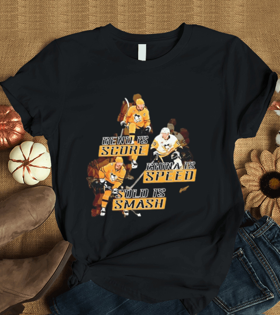 Pittsburgh Penguins Geno Score China Speed Solo Smash Hockey Players T-Shirt