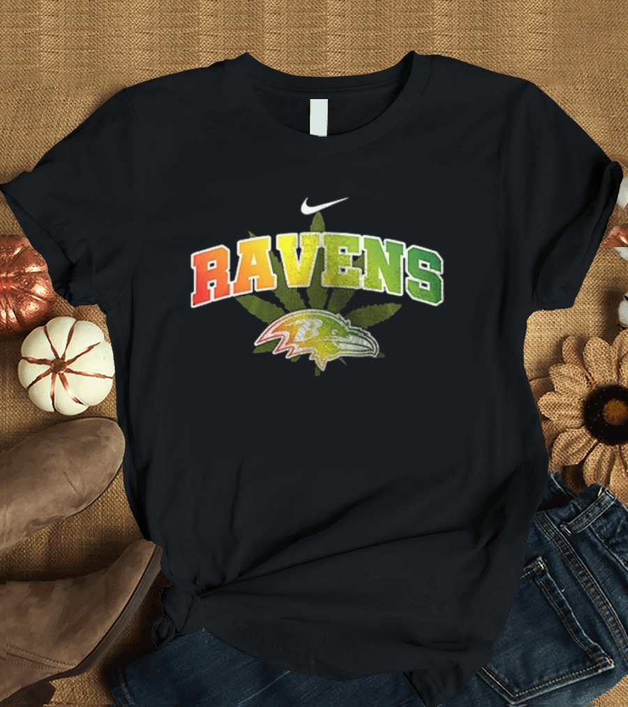 Baltimore Ravens Nike Bob Marley One Love Weed Leaf T-Shirt