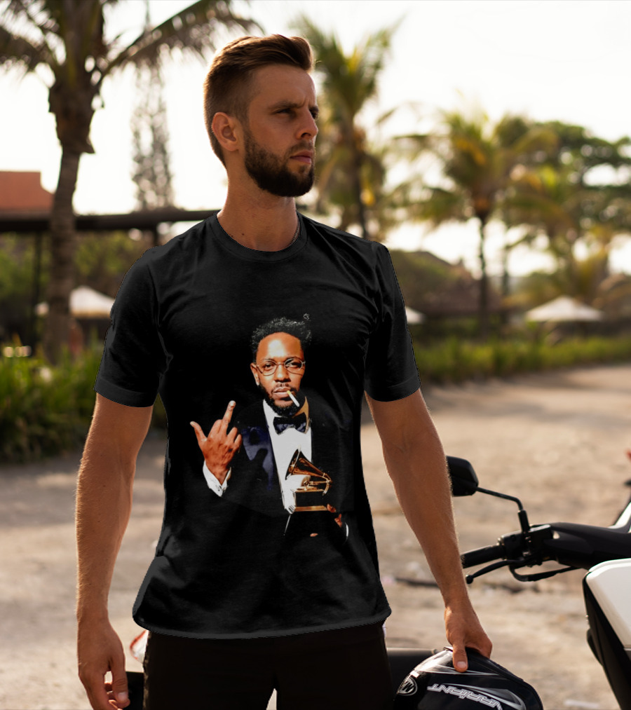 Kendrick Lamar Smoking Grammy Middle Finger Tuxedo T-Shirt