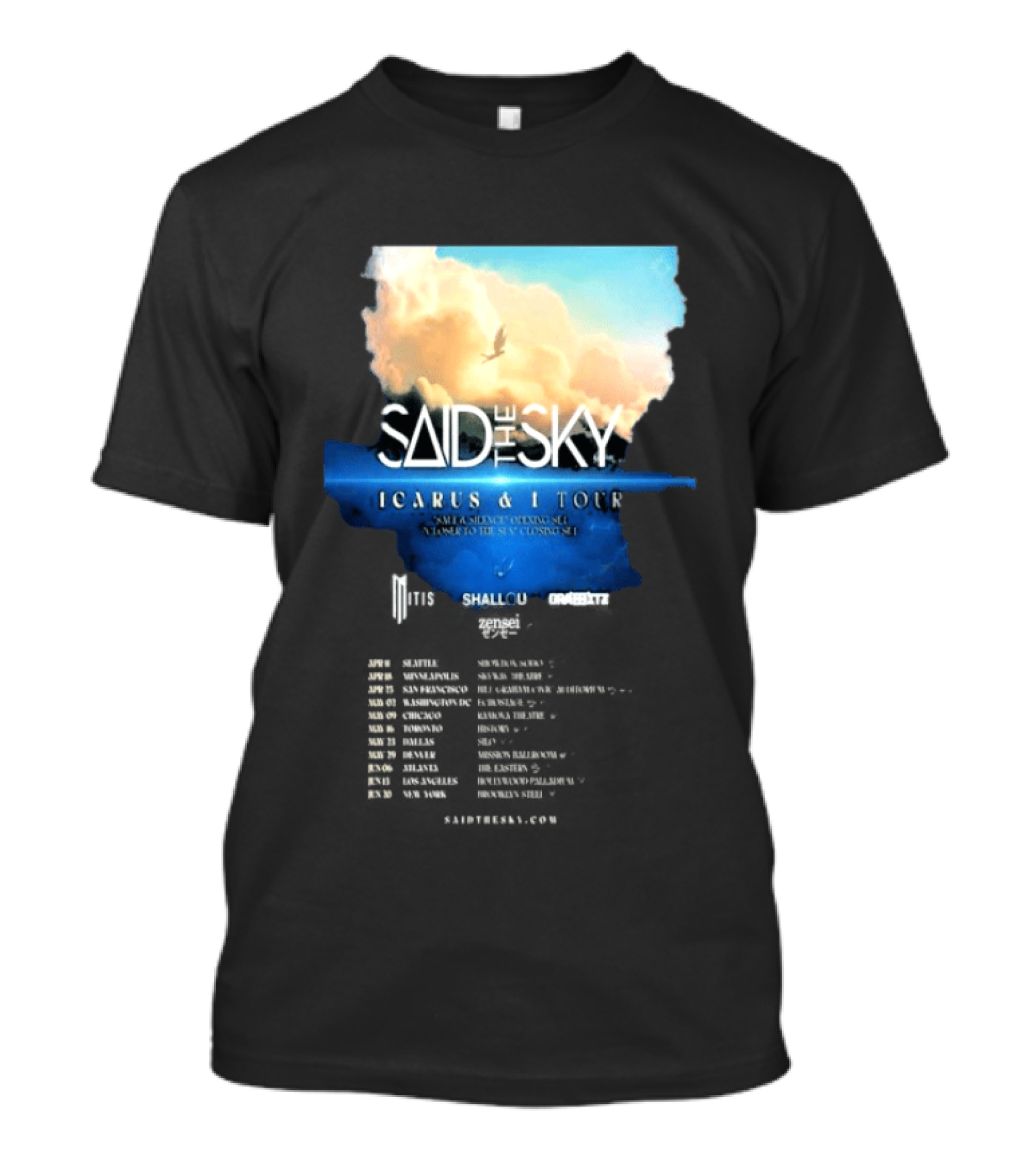Said The Sky Icarus & I Tour 2026 Dates Clouds Shallou Special Guest T-Shirt