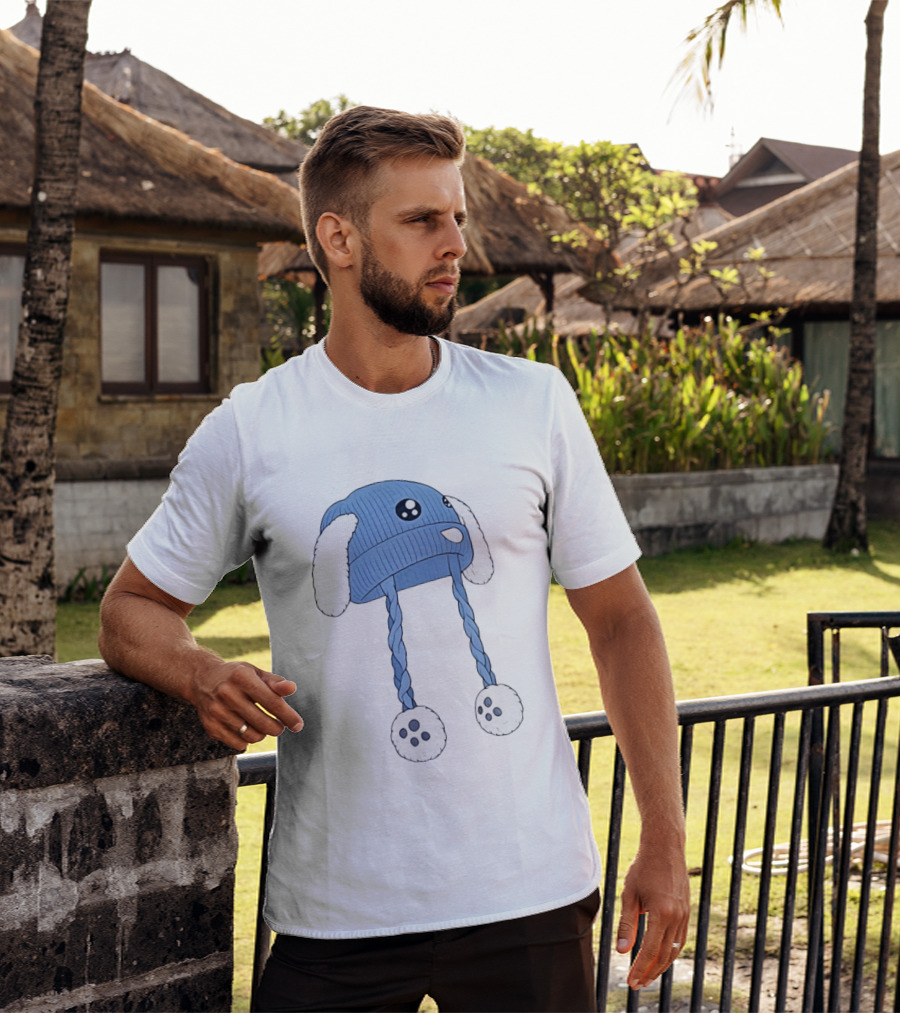 Liam Ramos Cute Kawaii Bunny Ears Blue Winter Hat T-Shirt