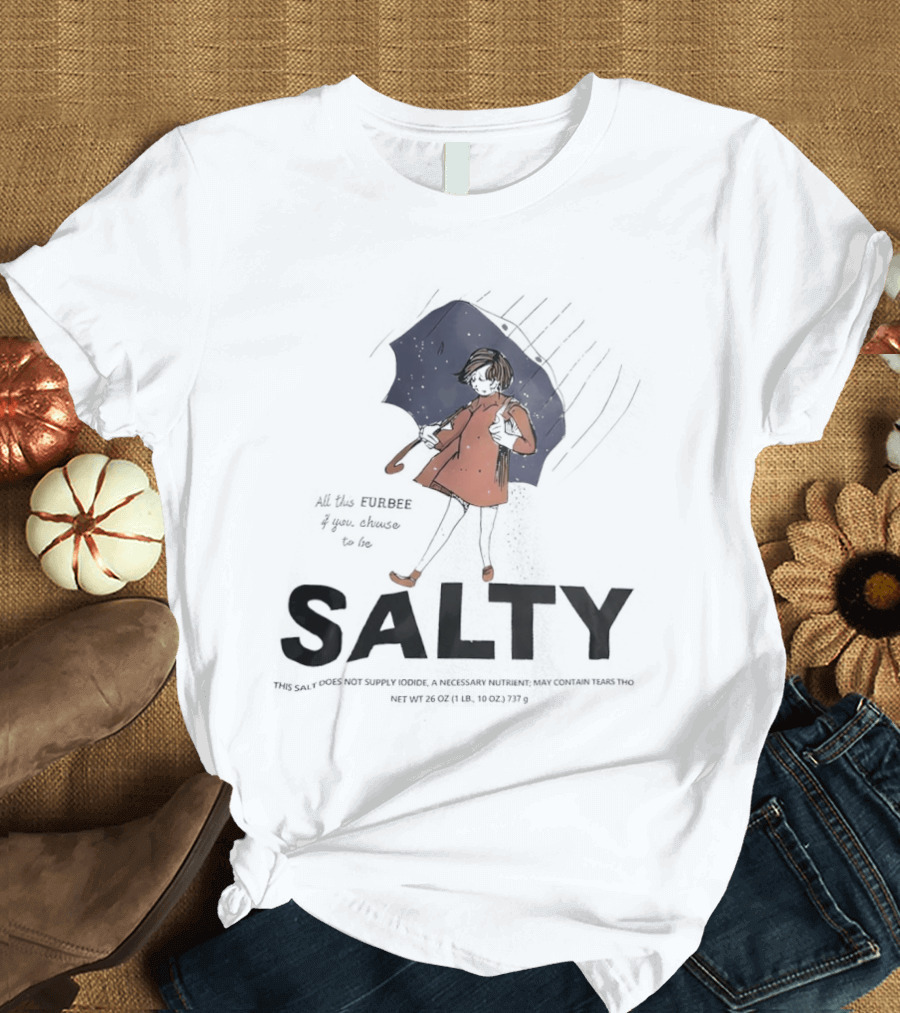 Salty Umbrella Girl In Rain Red Coat T-Shirt