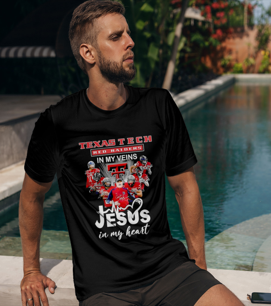 Texas Tech Red Raiders In My Veins Jesus In My Heart T-Shirt