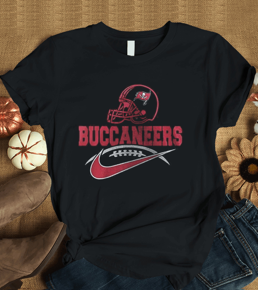 Tampa Bay Buccaneers Helmet And Nike Swoosh T-Shirt