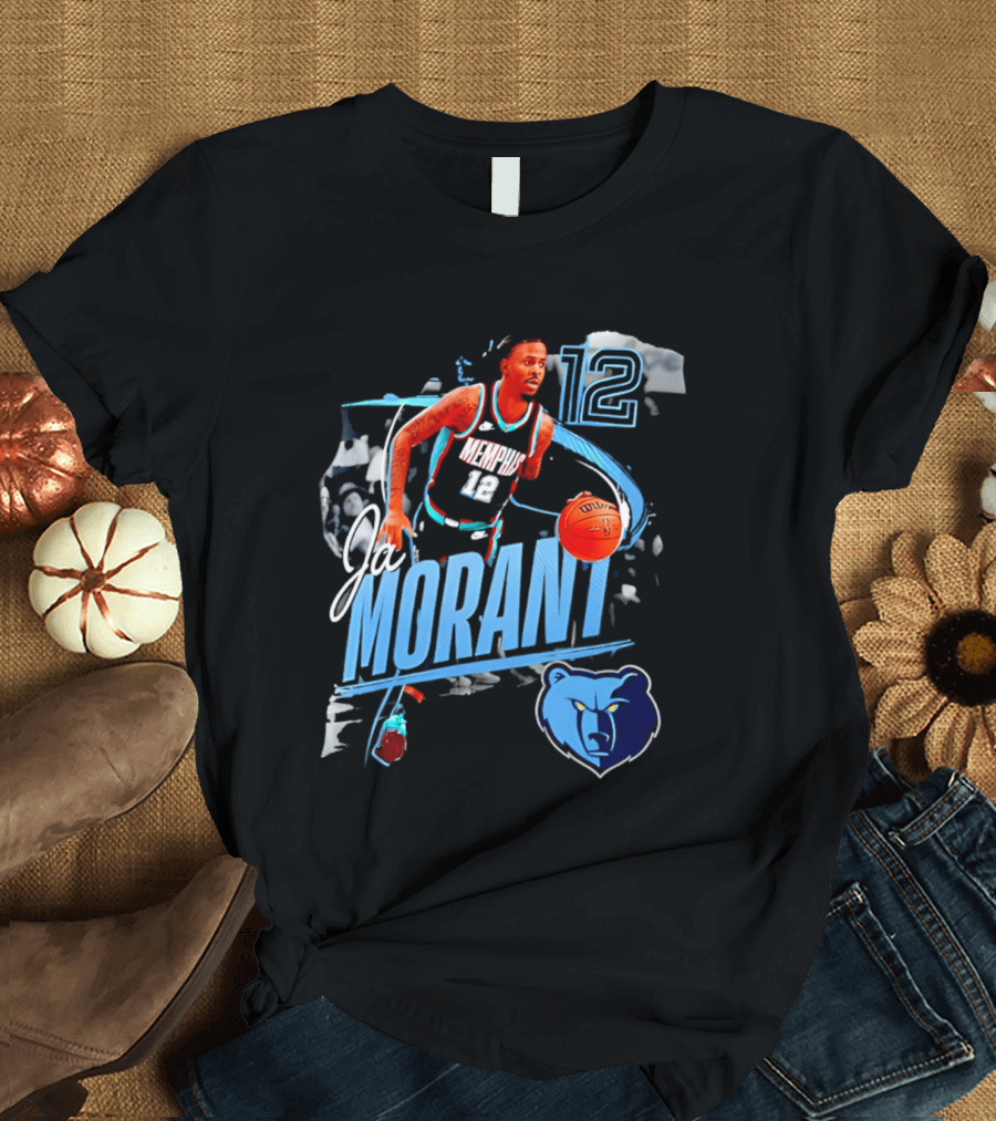Ja Morant Memphis Grizzlies Number 12 Basketball Player Action T-Shirt