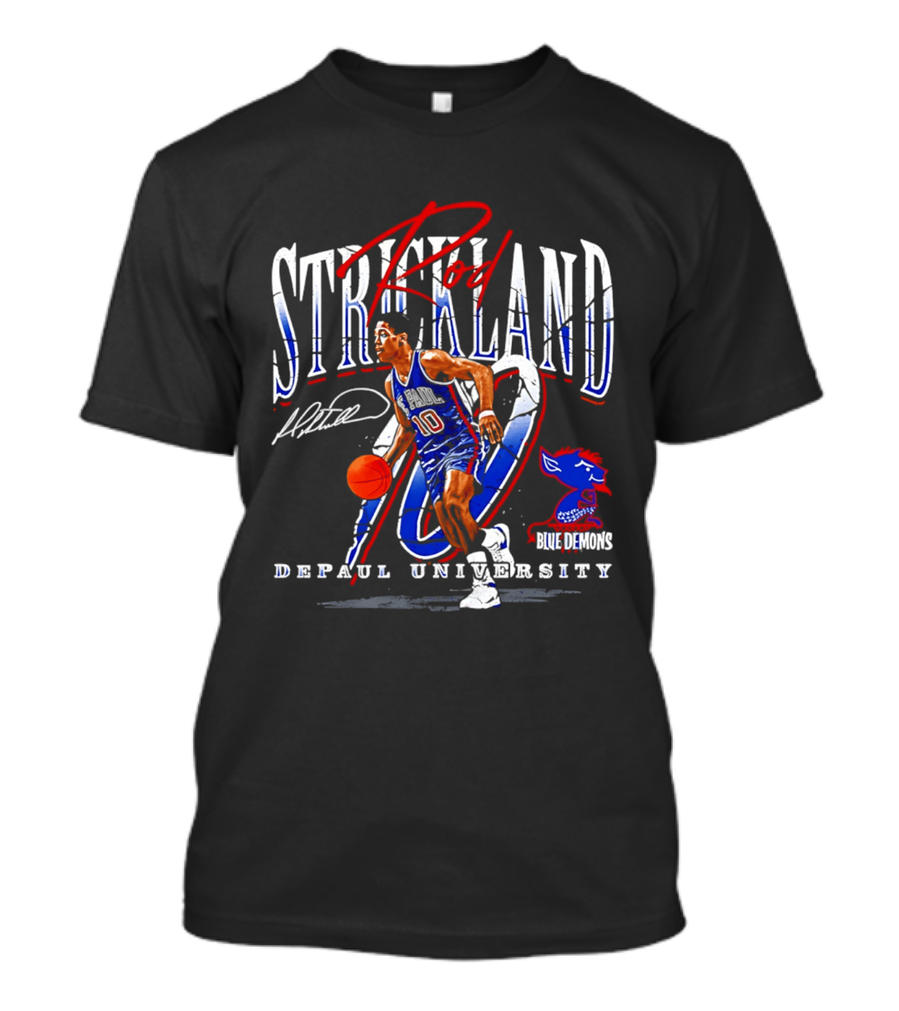 Rod Strickland DePaul University Blue Demons Basketball Number 10 T-Shirt