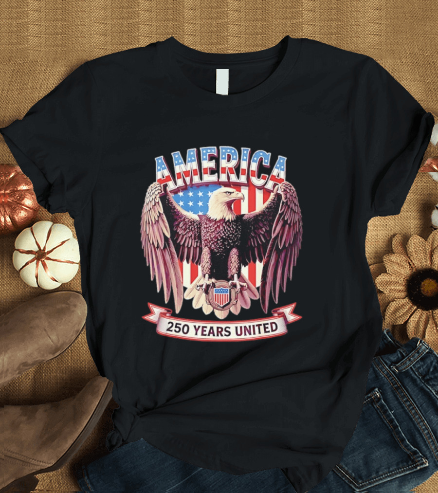 America Bald Eagle 250 Years United Patriotic Flag T-Shirt