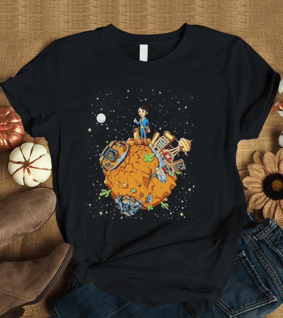 Vault Boy Vault Tec Corporation Welcome Las Vegas Planet Scene T-Shirt