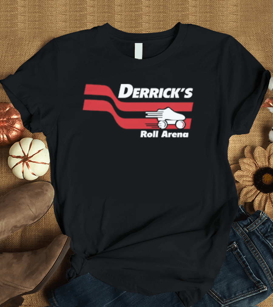 Derrick's Roll Arena Retro Skating Rink Neon Roller Skate T-Shirt