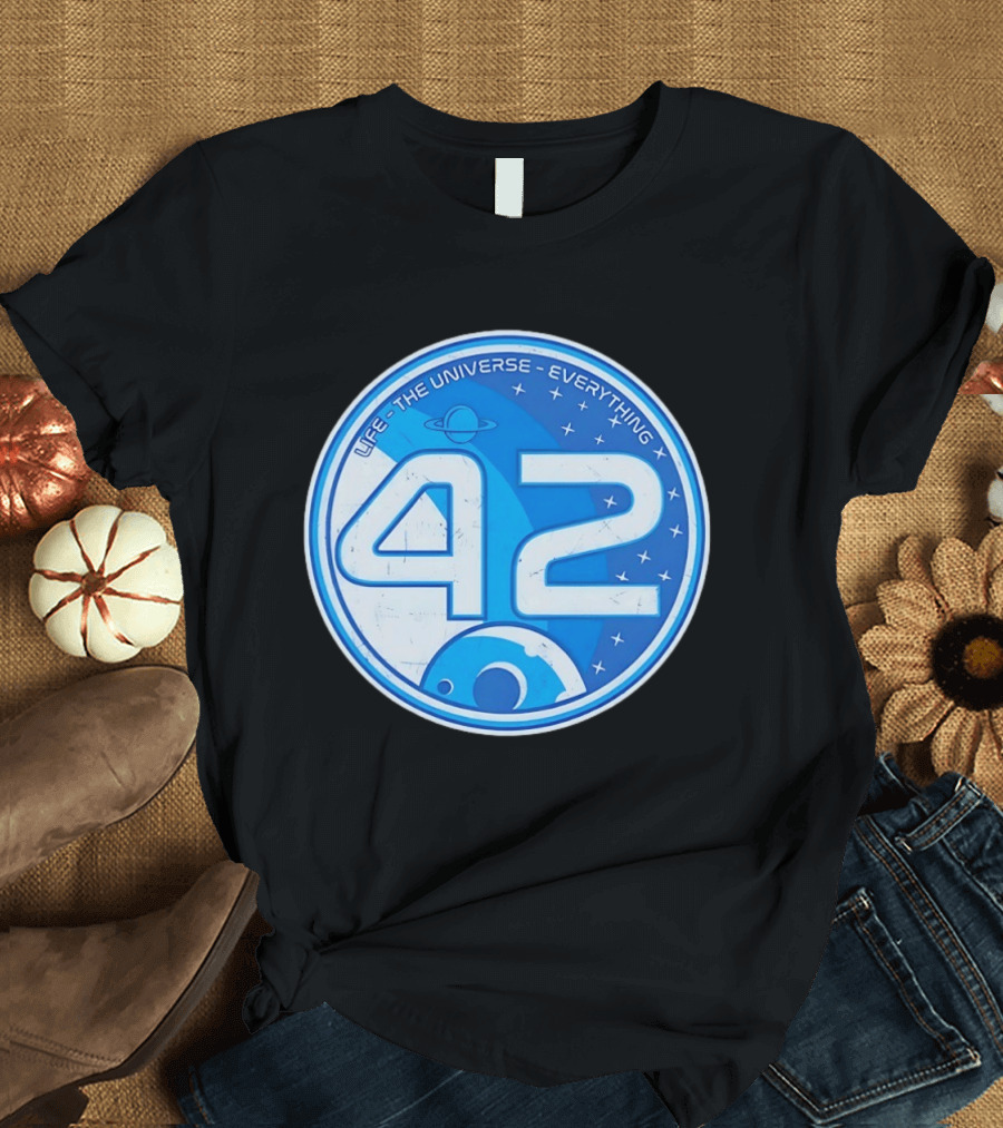 Life The Universe Everything 42 Planet And Stars Iconic Number T-Shirt
