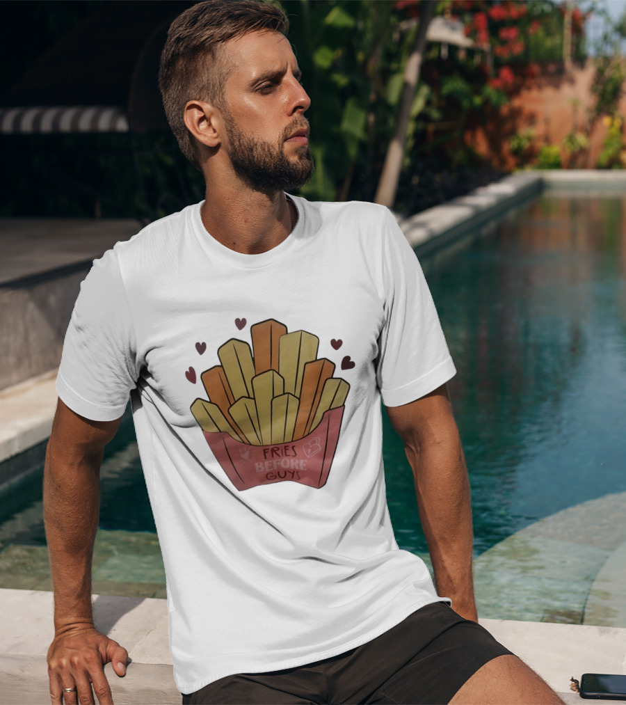 Fries Before Guys Valentine's Day Heart T-Shirt