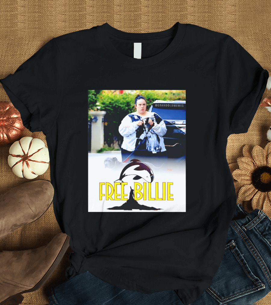 Free Billie Fat 2026 Meme Parody With Whale And Dog Walking T-Shirt