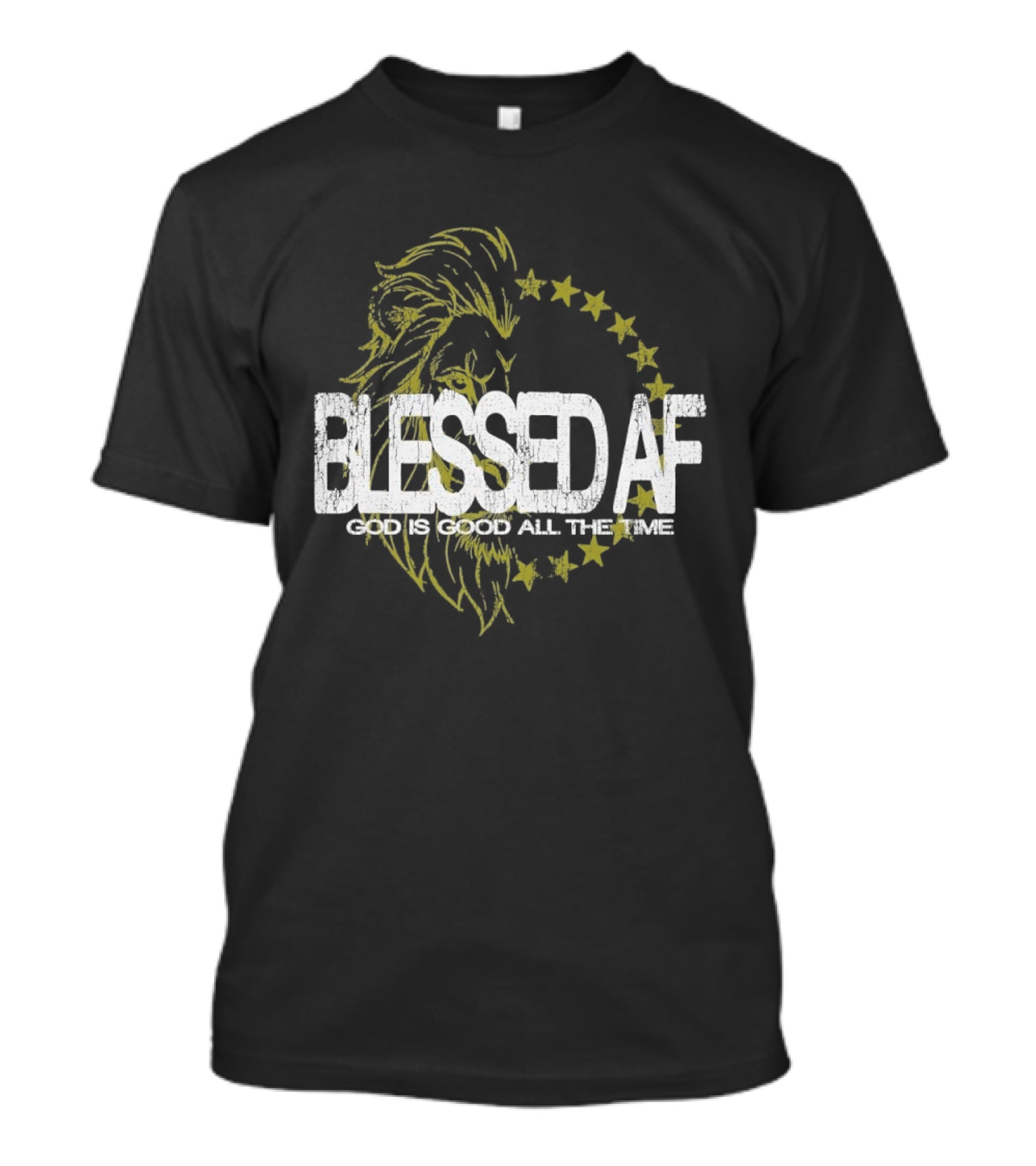 Blessed AF God Is Good All The Time Lion With Stars T-Shirt
