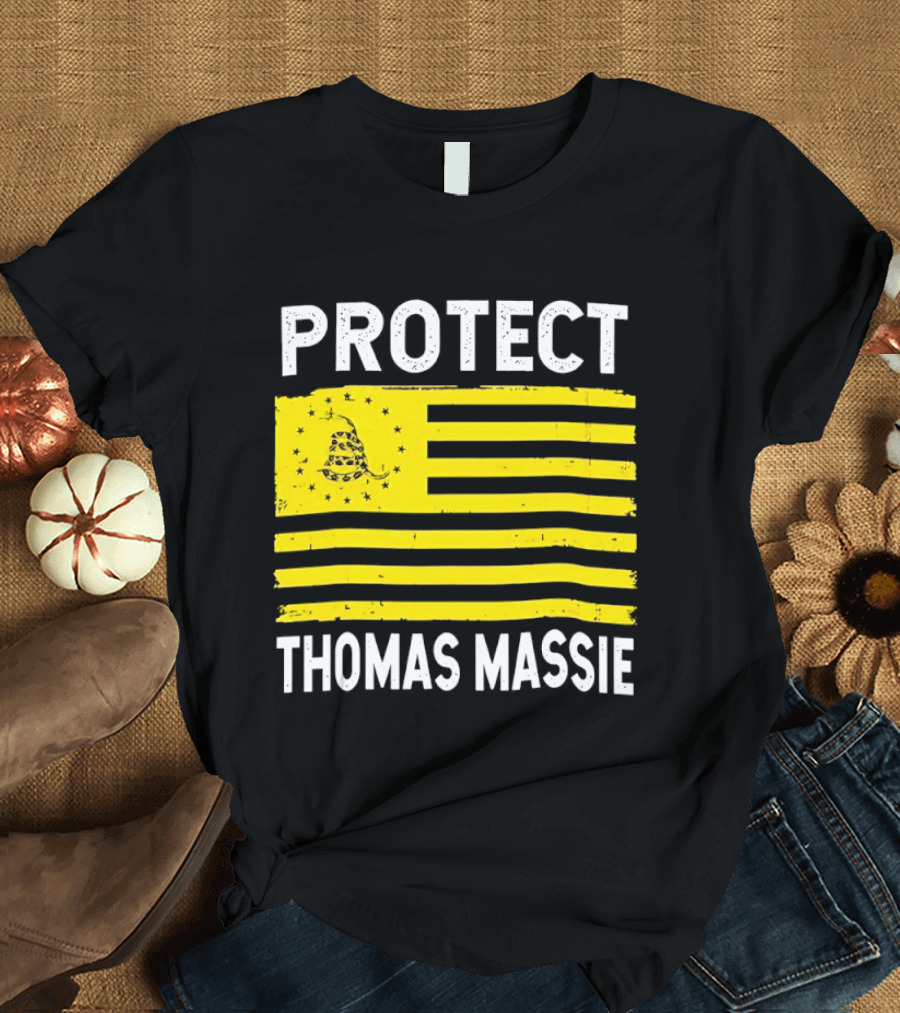 Protect Thomas Massie Gadsden Flag Yellow T-Shirt