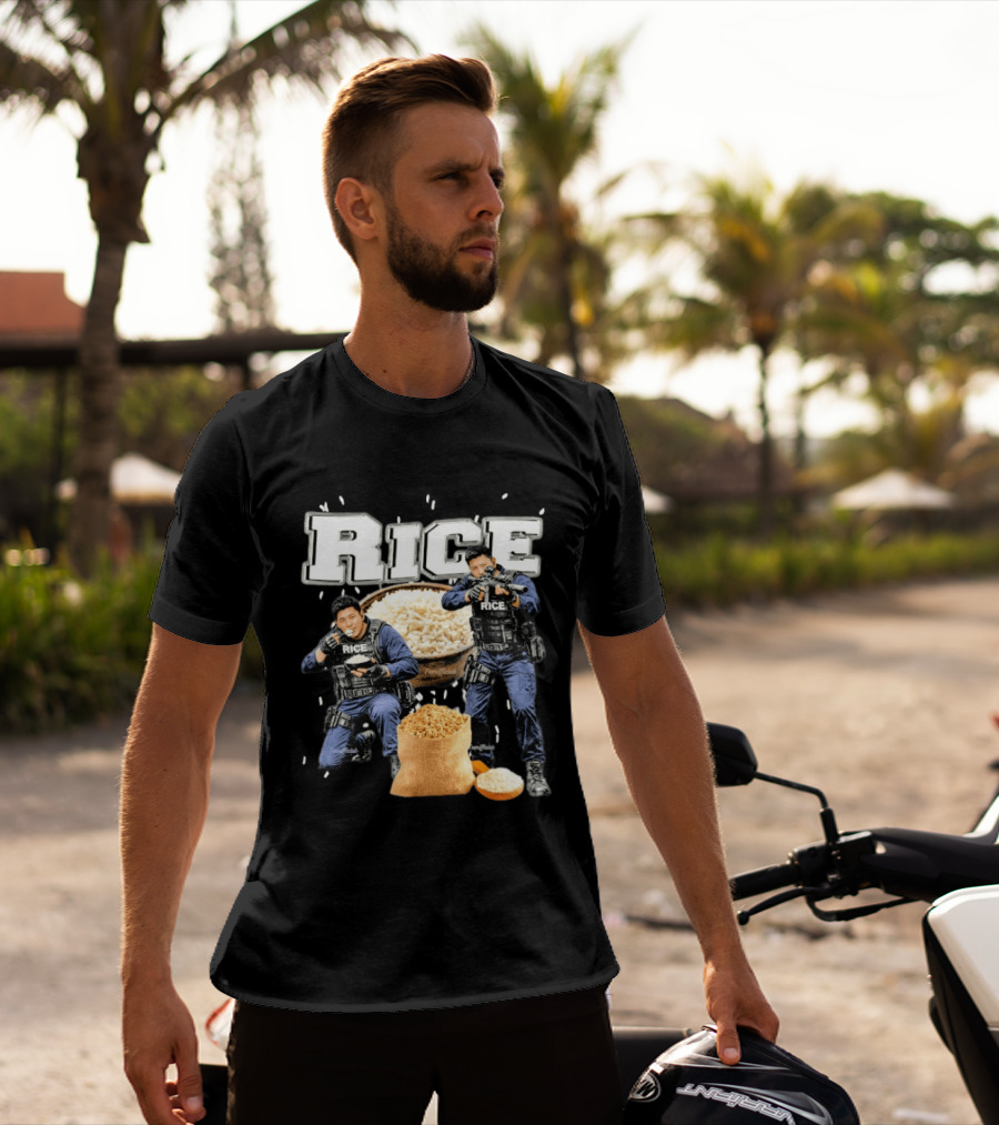Rice Police Action Squad With Officers And Rice Bags T-Shirt