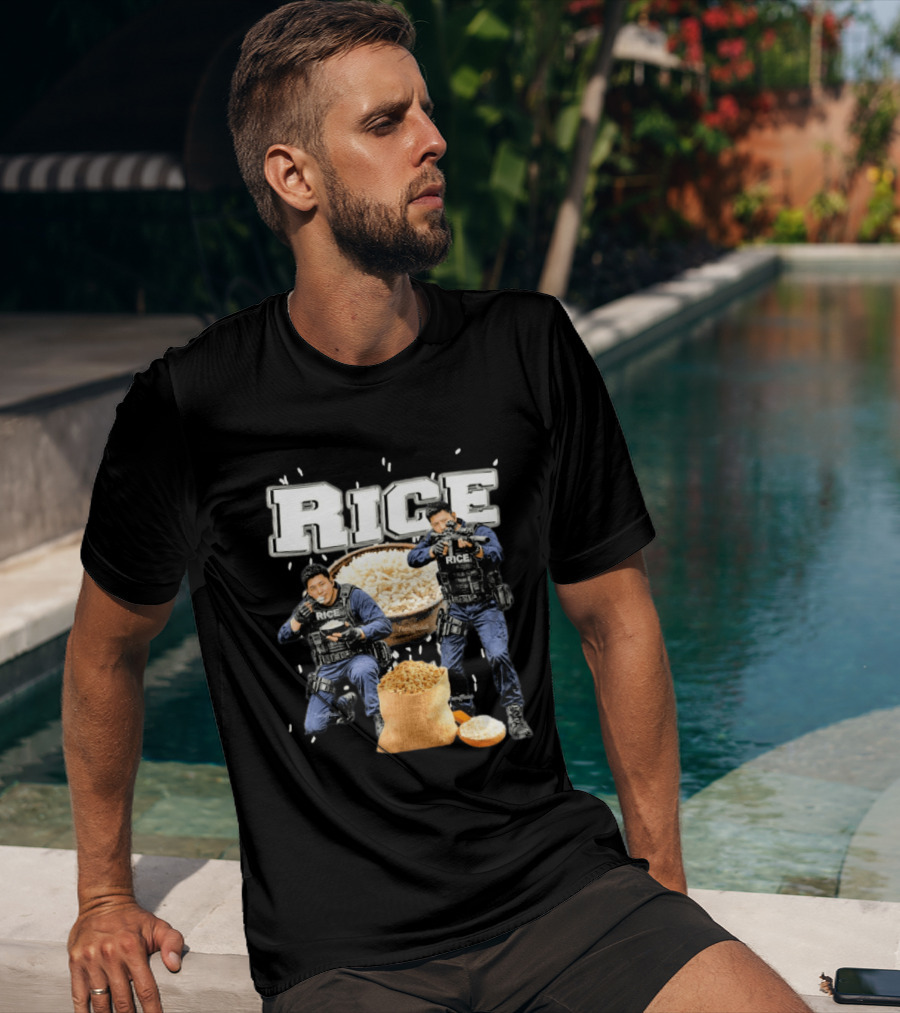 Rice Police Action Squad With Officers And Rice Bags T-Shirt