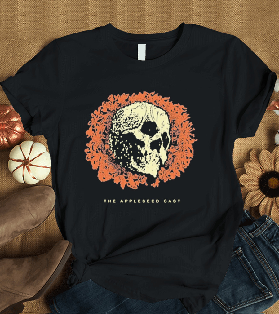 The Appleseed Cast Skull Surrounded By Vibrant Orange Flowers T-Shirt