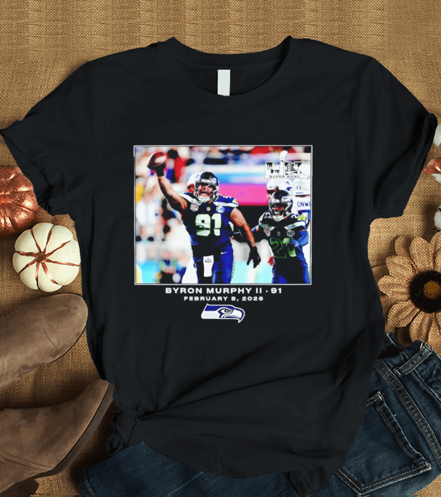Byron Murphy II Seattle Seahawks Super Bowl LXI February 1 2026 T-Shirt