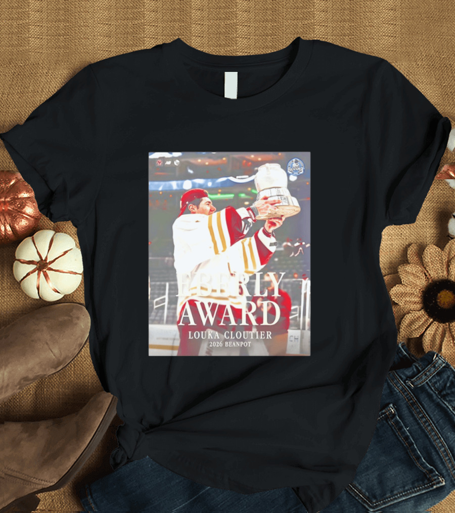 Eberly Award Louka Cloutier 2026 Beanpot Champion Boston College Hockey T-Shirt