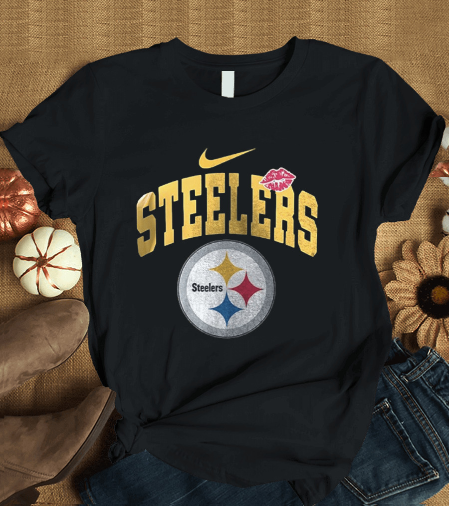 Pittsburgh Steelers Nike Makeup Artist Logo With Lip Print T-Shirt